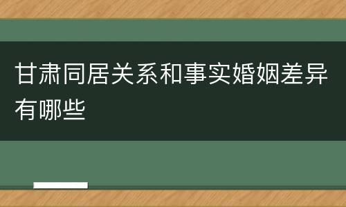 甘肃同居关系和事实婚姻差异有哪些