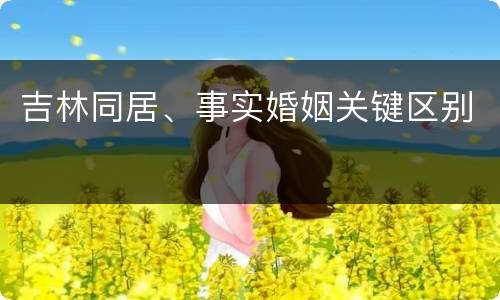 吉林同居、事实婚姻关键区别