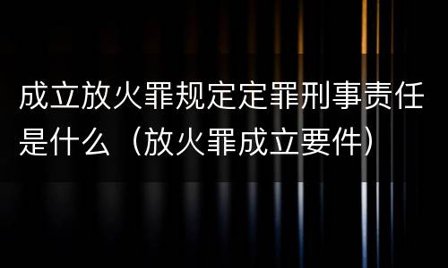 成立放火罪规定定罪刑事责任是什么（放火罪成立要件）