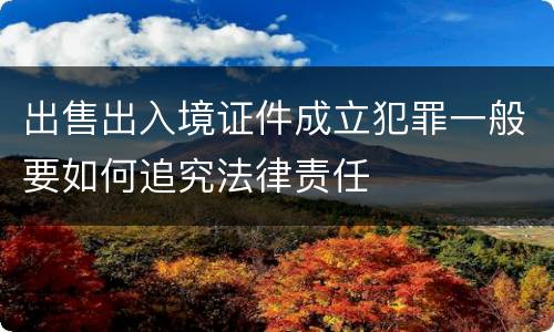 出售出入境证件成立犯罪一般要如何追究法律责任