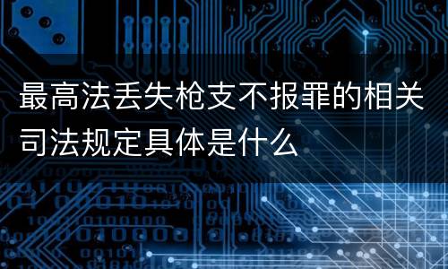 最高法丢失枪支不报罪的相关司法规定具体是什么