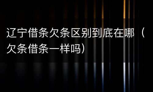 辽宁借条欠条区别到底在哪（欠条借条一样吗）