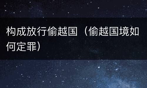 构成放行偷越国（偷越国境如何定罪）