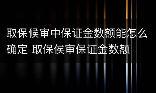取保候审中保证金数额能怎么确定 取保侯审保证金数额