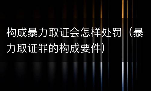 构成暴力取证会怎样处罚（暴力取证罪的构成要件）