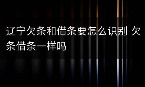 辽宁欠条和借条要怎么识别 欠条借条一样吗