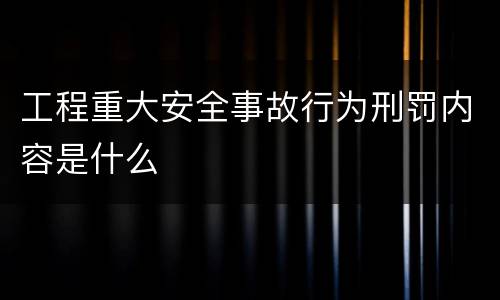 工程重大安全事故行为刑罚内容是什么