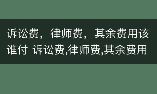 诉讼费，律师费，其余费用该谁付 诉讼费,律师费,其余费用该谁付呢