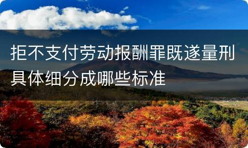 拒不支付劳动报酬罪既遂量刑具体细分成哪些标准