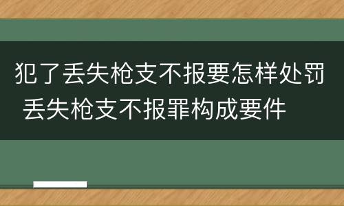 犯了丢失枪支不报要怎样处罚 丢失枪支不报罪构成要件