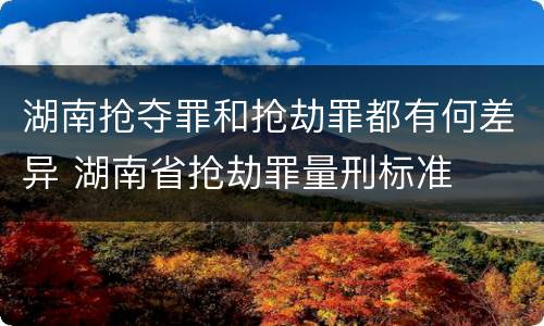 湖南抢夺罪和抢劫罪都有何差异 湖南省抢劫罪量刑标准