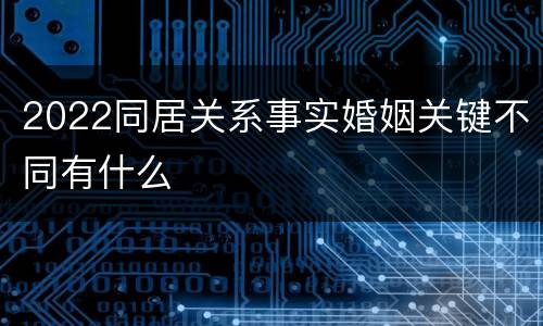 2022同居关系事实婚姻关键不同有什么