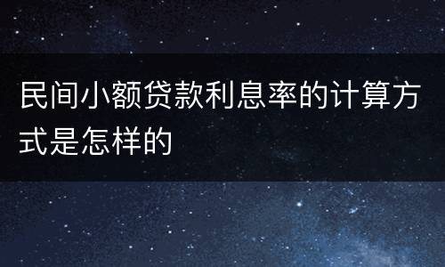 民间小额贷款利息率的计算方式是怎样的