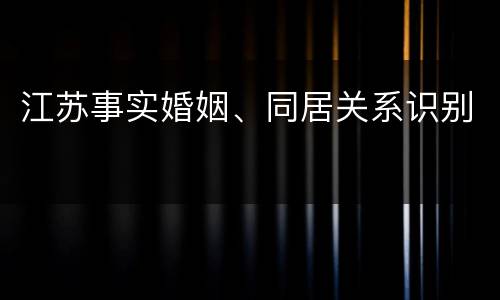 江苏事实婚姻、同居关系识别
