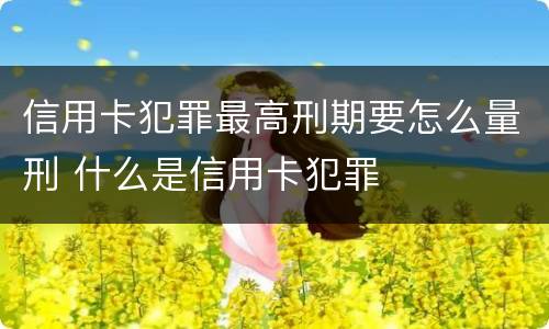 信用卡犯罪最高刑期要怎么量刑 什么是信用卡犯罪