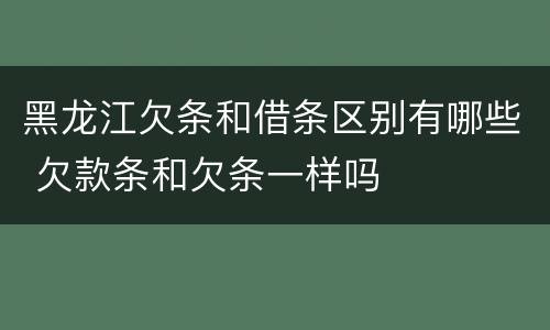 黑龙江欠条和借条区别有哪些 欠款条和欠条一样吗