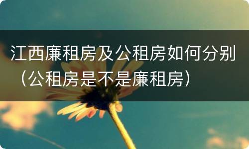 江西廉租房及公租房如何分别（公租房是不是廉租房）