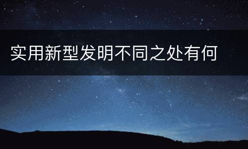 实用新型发明不同之处有何