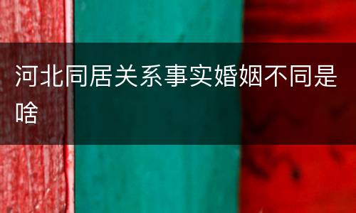 河北同居关系事实婚姻不同是啥