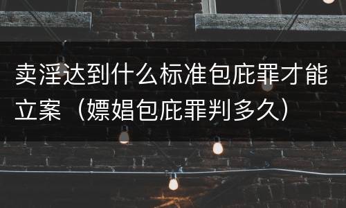 卖淫达到什么标准包庇罪才能立案（嫖娼包庇罪判多久）