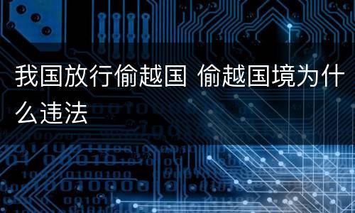 我国放行偷越国 偷越国境为什么违法