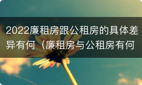 2022廉租房跟公租房的具体差异有何（廉租房与公租房有何区别）