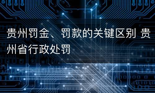 贵州罚金、罚款的关键区别 贵州省行政处罚