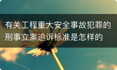 有关工程重大安全事故犯罪的刑事立案追诉标准是怎样的