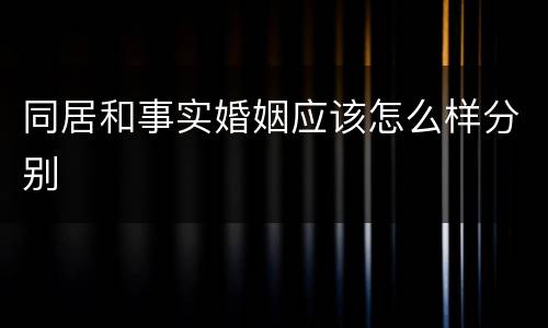同居和事实婚姻应该怎么样分别