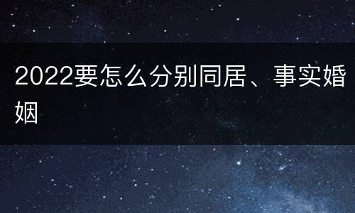 2022要怎么分别同居、事实婚姻