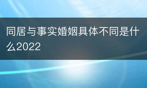 同居与事实婚姻具体不同是什么2022