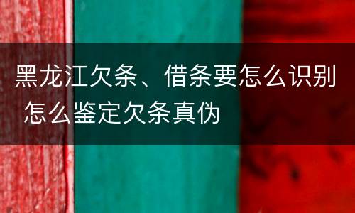 黑龙江欠条、借条要怎么识别 怎么鉴定欠条真伪