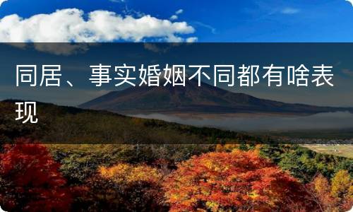 同居、事实婚姻不同都有啥表现