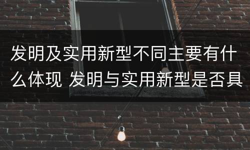 发明及实用新型不同主要有什么体现 发明与实用新型是否具有实用性