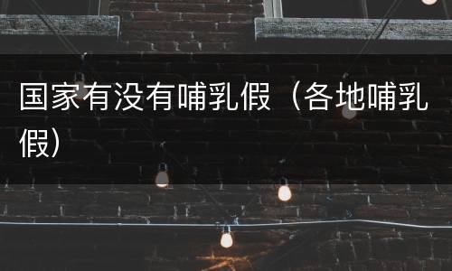 国家有没有哺乳假（各地哺乳假）