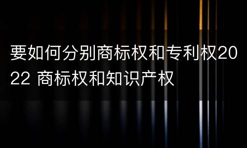 要如何分别商标权和专利权2022 商标权和知识产权