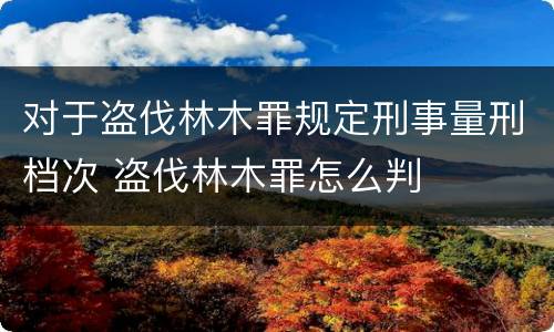 对于盗伐林木罪规定刑事量刑档次 盗伐林木罪怎么判