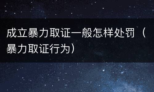 成立暴力取证一般怎样处罚（暴力取证行为）