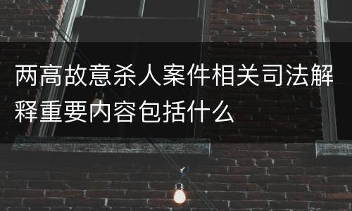 两高故意杀人案件相关司法解释重要内容包括什么