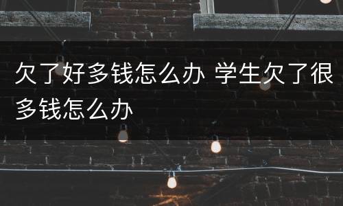 欠了好多钱怎么办 学生欠了很多钱怎么办