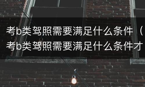考b类驾照需要满足什么条件（考b类驾照需要满足什么条件才能考）