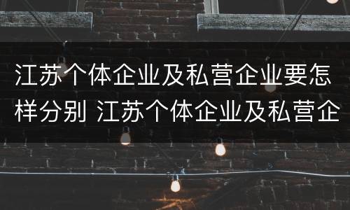 江苏个体企业及私营企业要怎样分别 江苏个体企业及私营企业要怎样分别认证
