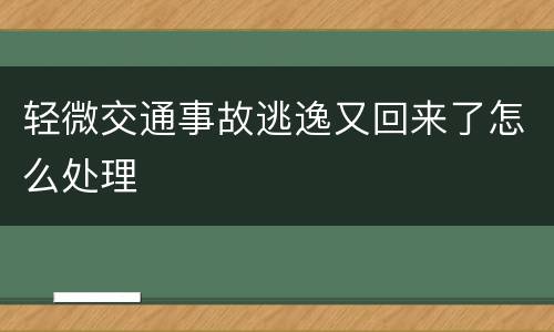 轻微交通事故逃逸又回来了怎么处理