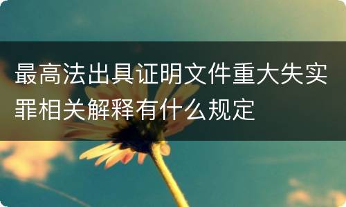 最高法出具证明文件重大失实罪相关解释有什么规定