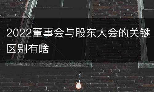 2022董事会与股东大会的关键区别有啥