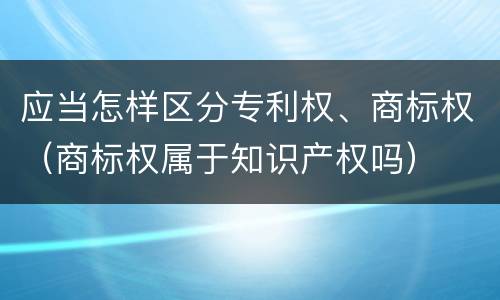 应当怎样区分专利权、商标权（商标权属于知识产权吗）