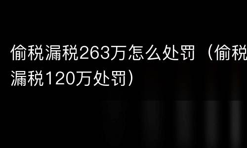 偷税漏税263万怎么处罚（偷税漏税120万处罚）