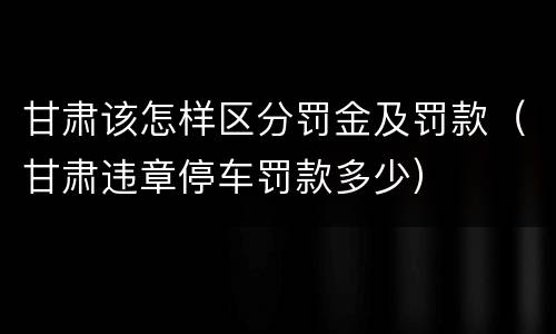 甘肃该怎样区分罚金及罚款（甘肃违章停车罚款多少）