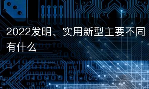 2022发明、实用新型主要不同有什么