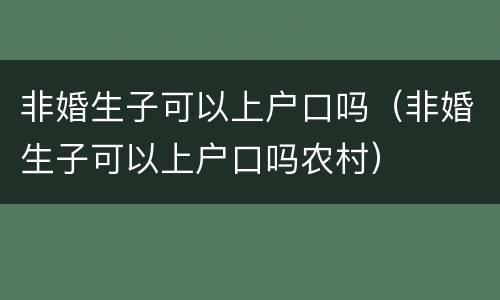 非婚生子可以上户口吗（非婚生子可以上户口吗农村）